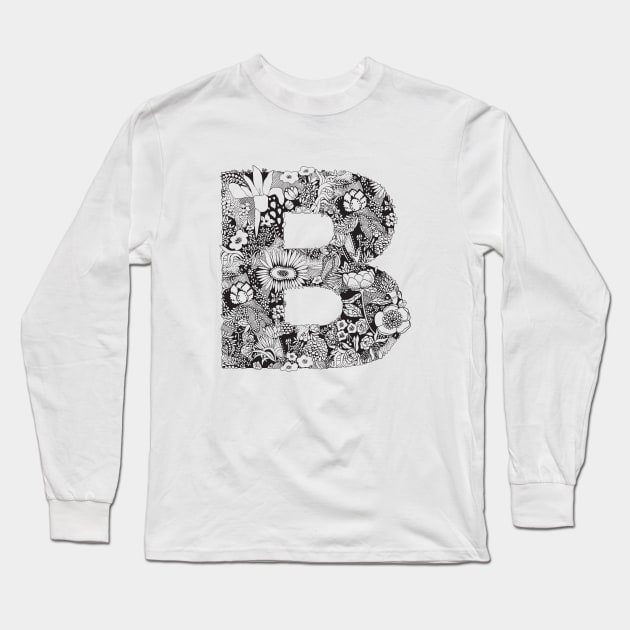 Floral Letter B Long Sleeve T-Shirt by HayleyLaurenDesign